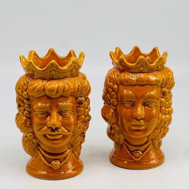 DD Ceramiche Siciliane - Wholesale Decorative Figurine - Pair of Moro Heads Kalat Frutta Ceramica Caltagirone cm H.14 L.9 Handcrafted VARIOUS COLORS8