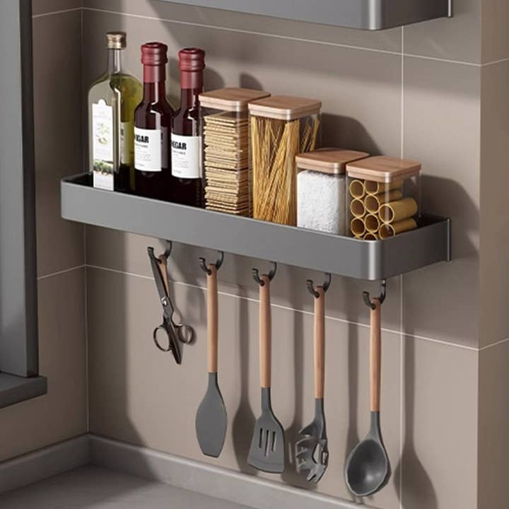 SOGA International Pty Ltd - Wholesale Spice rack - 30cm Black Wall-Mounted Rectangular Kitchen Spice1