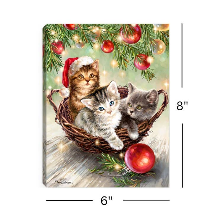 Glow Decor - Wholesale Christmas Decoration - Christmas Kittens 8x6 Lighted Tabletop Canvas2