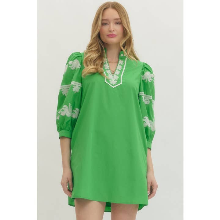 Minivestido de manga folhada maciça por atacado de STYLE USA