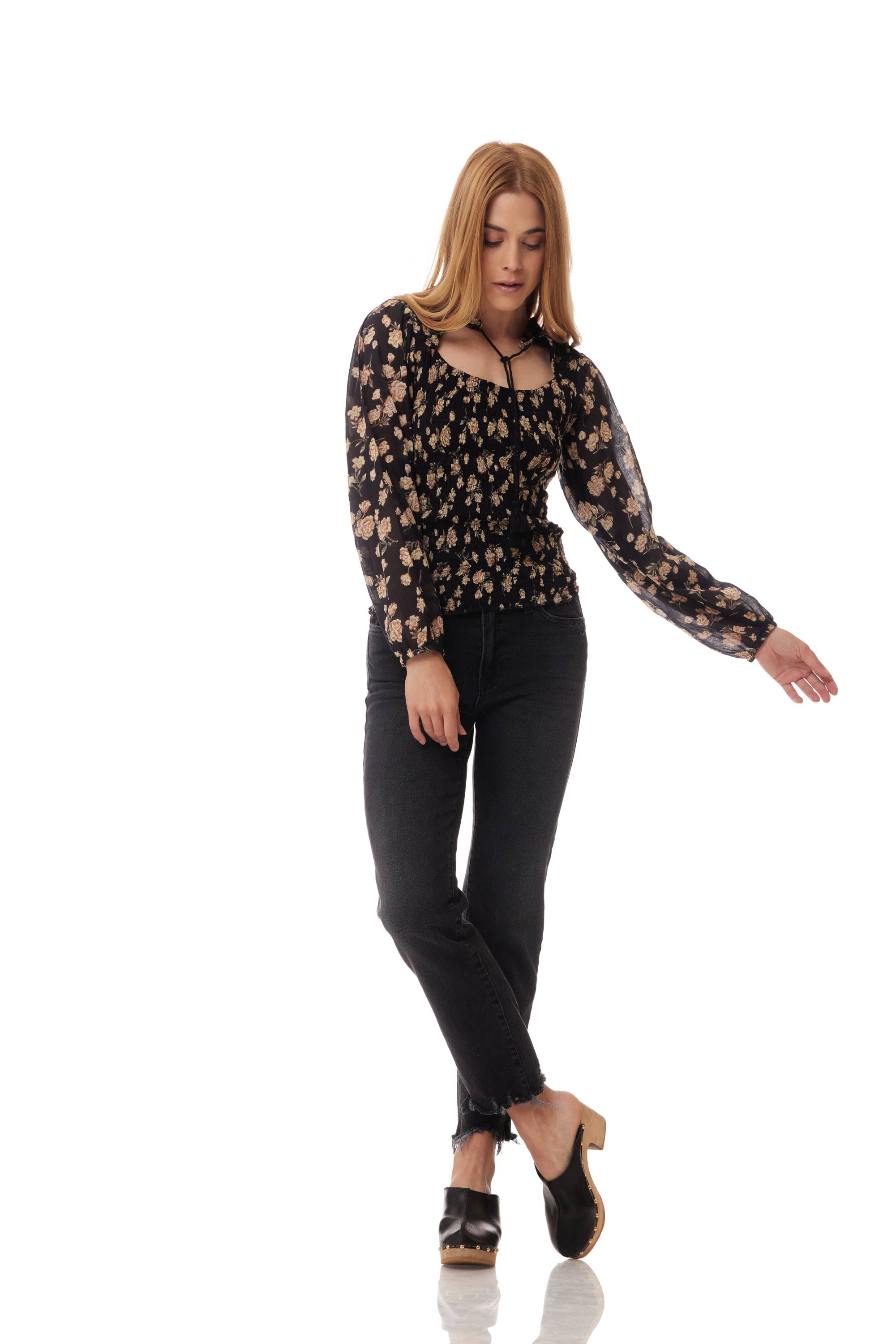 Blue Boheme – wholesale Blouse – Women’s – Morgan Printed Blouse With Open Collar Black Rose7