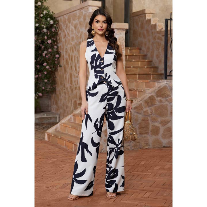 Chicways - Vente Ensemble haut et pantalon (PAS d'intérieur) - Femme - Ensemble de pantalons imprimés