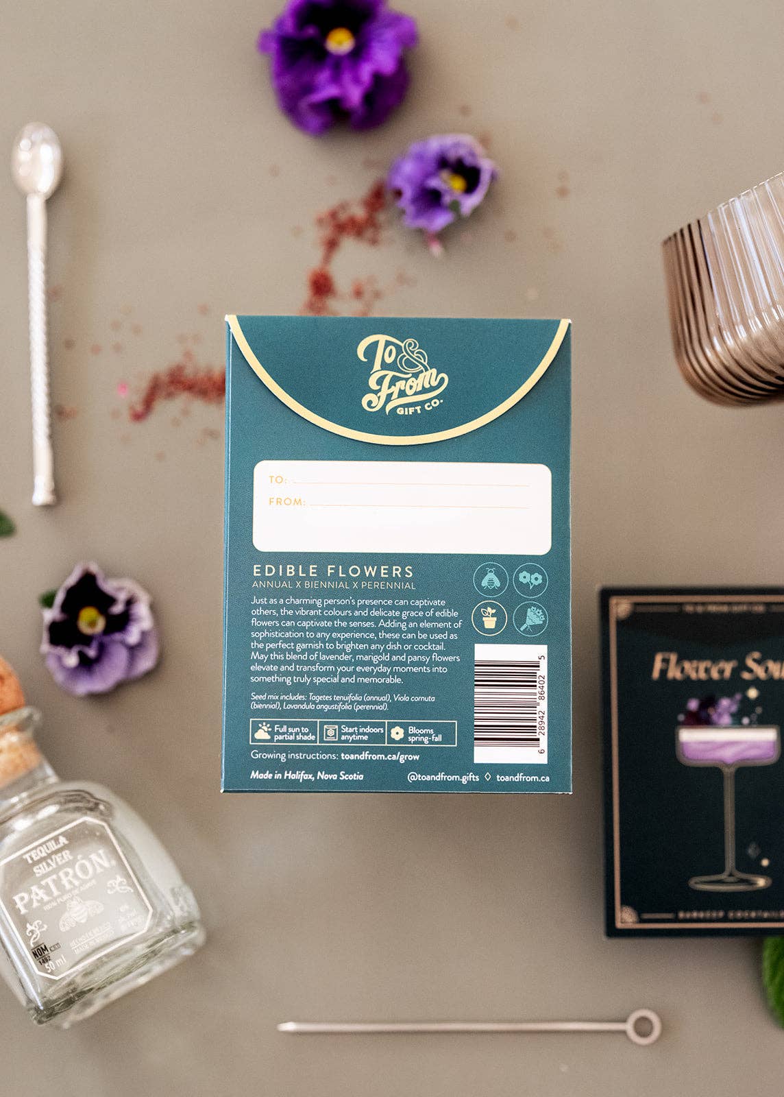 To & From Gift Co. - Wholesale Plant Seeds - Seed Packet & Cocktail Recipe - Edible Flowers (Charm)2