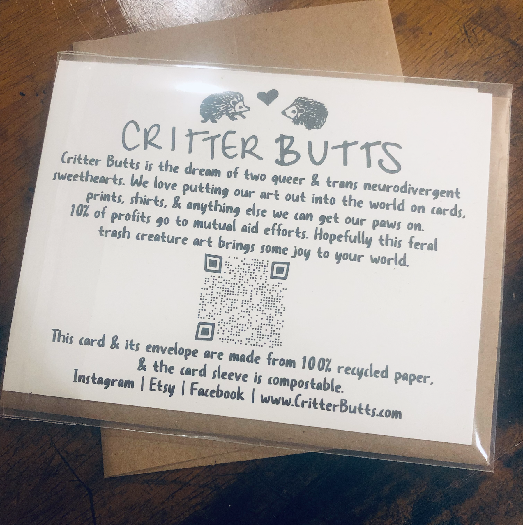 Critter Butts - Wholesale Everyday Greeting Card - Live Fast Eat Trash - 100% Recycled Greeting Card, Raccoon5