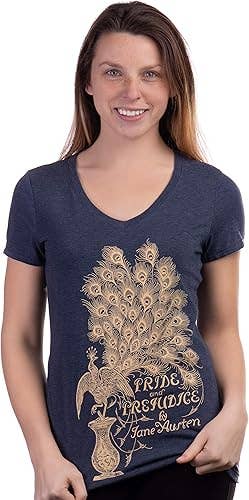 Ann Arbor Tees - Vendita all'ingrosso Maglietta serigrafata - Donna - Maglietta scollata a V da donna "Orgoglio e Pregiudizio" di Jane Austen1