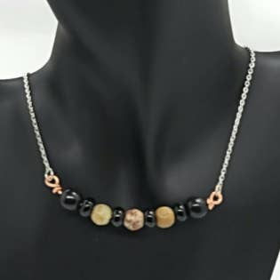 Black Agate, Howlite and Soapstone Necklace for wholesale by Bella Ornamenti