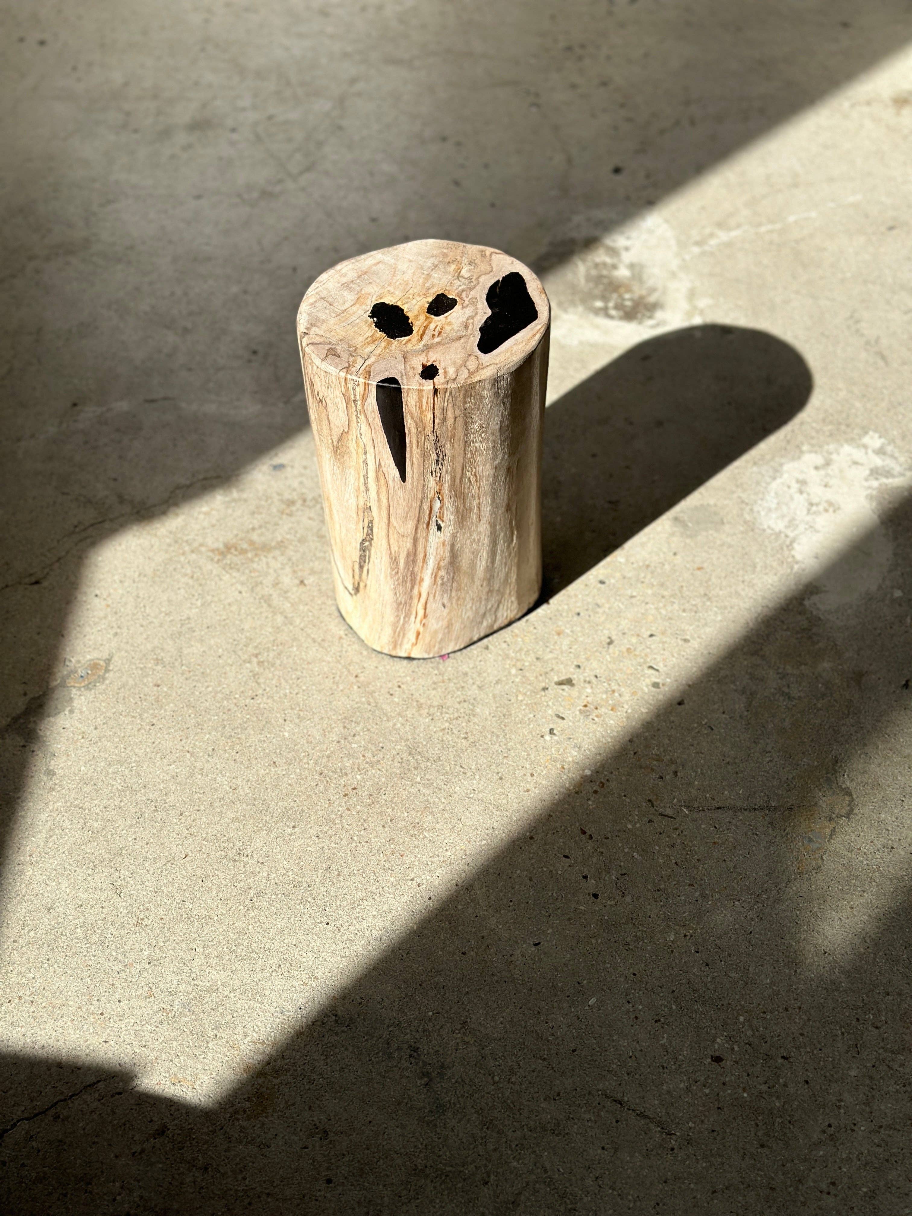 Office Objets - Wholesale Side Table - White petrified wood side table with black spots H:27.5 D:186