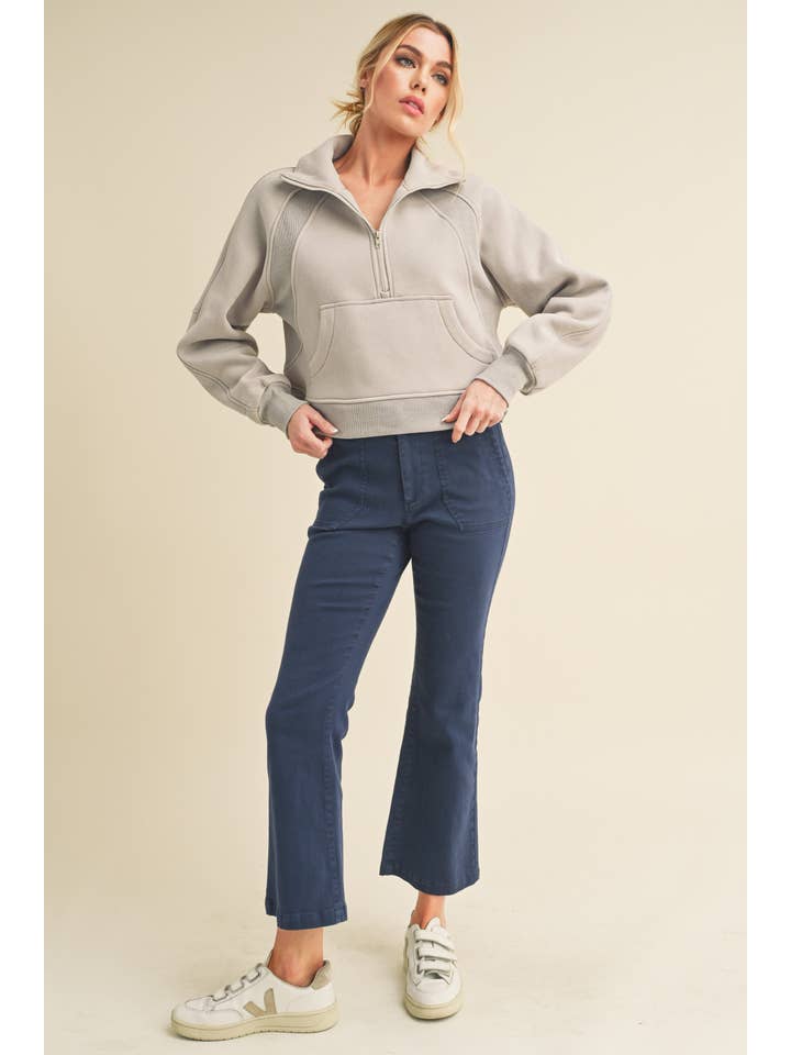 AEMI + CO - Wholesale Sweatshirt – Women's - 950CK Dove Funnel Neck Half Zip 29