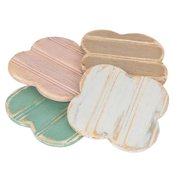 Quatrefoil houten onderzetters, set van 4 stuks voor wholesale door Grace Graffiti