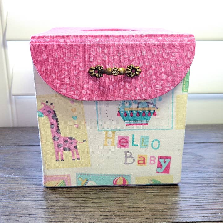 Chic Brico - Wholesale Tissue box - Fabric Covered Tissue Box Holder, Kid's Room Decor, Hello Baby Pink Balloons2