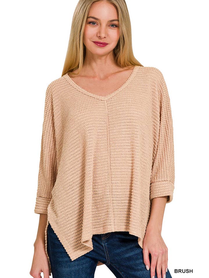 42POPS - Wholesale Knit Sweater - Women's - `.V Neck Hi Low Hem Jacquard Sweater2