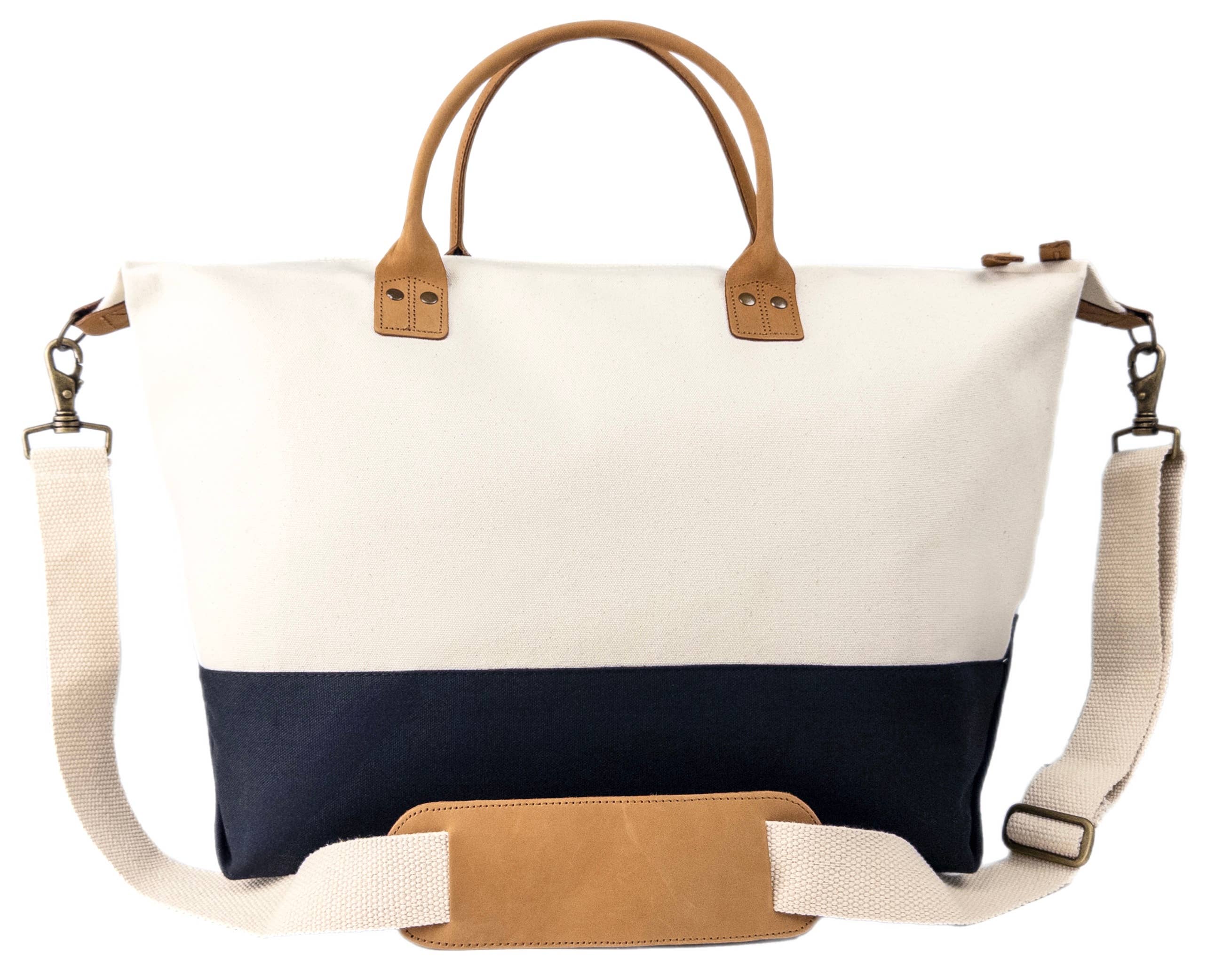 US Bags - Wholesale Weekender Bag - Women's - Premium Weekender Canvas Travel Duffel Bag | Leather Brass8