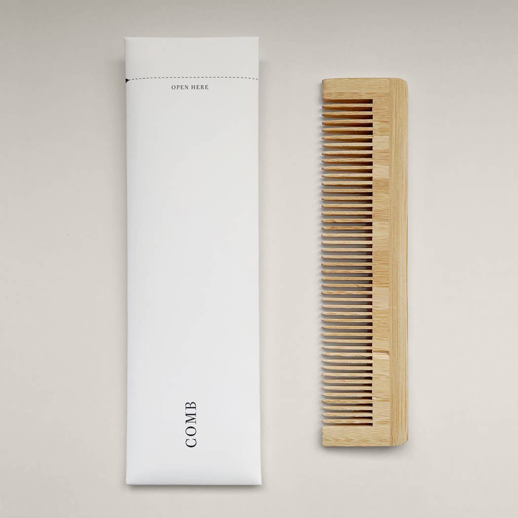 RRR'biocosmetics – Escova/pente por atacado – Pente de bambu com estojo de papel pedra0