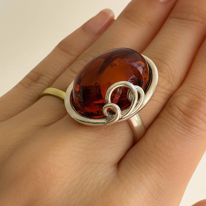 Gorgeous Ring with Cognac Amber for wholesale by Amber House
