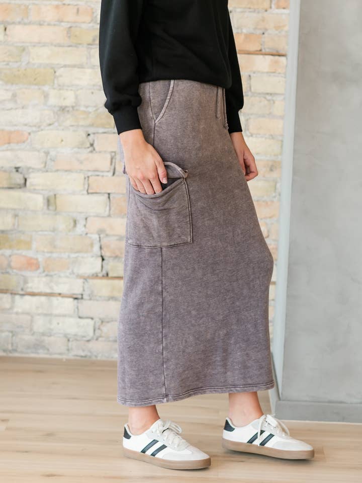 Inherit Clothing Company - Wholesale Skirt - Women's - Keziah Brushed Fleece Cargo Maxi Skirt