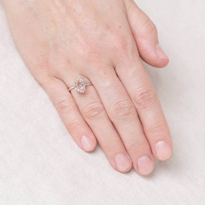 Tiny Rituals - Wholesale Single Stone/Solitaire Ring - Clear Quartz Raw Freeform Gold or Silver Ring5