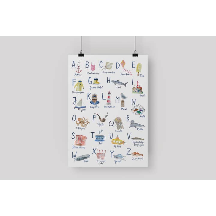 Hannahs Firlefanz - Wholesale Poster - ABC poster sea, alphabet poster, A3 poster sea, letters