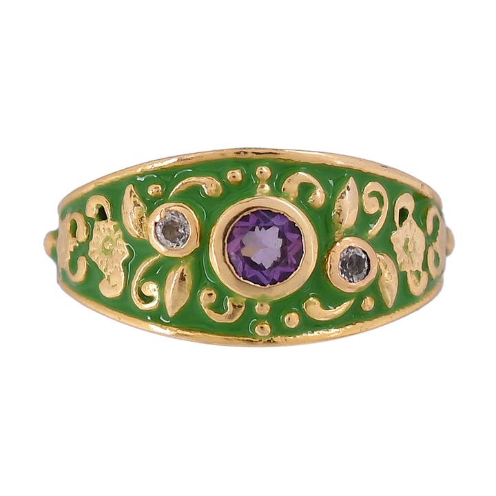 Amethyst-Topas vergoldeter Emaille-Ring, Damenaccessoires für den Großhandel von Misteerious Seed