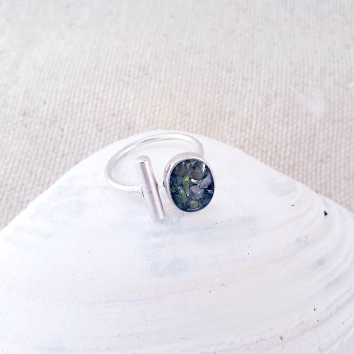 Maine Shellware - Wholesale Single Stone/Solitaire Ring - Antique Silver Oval Ring10