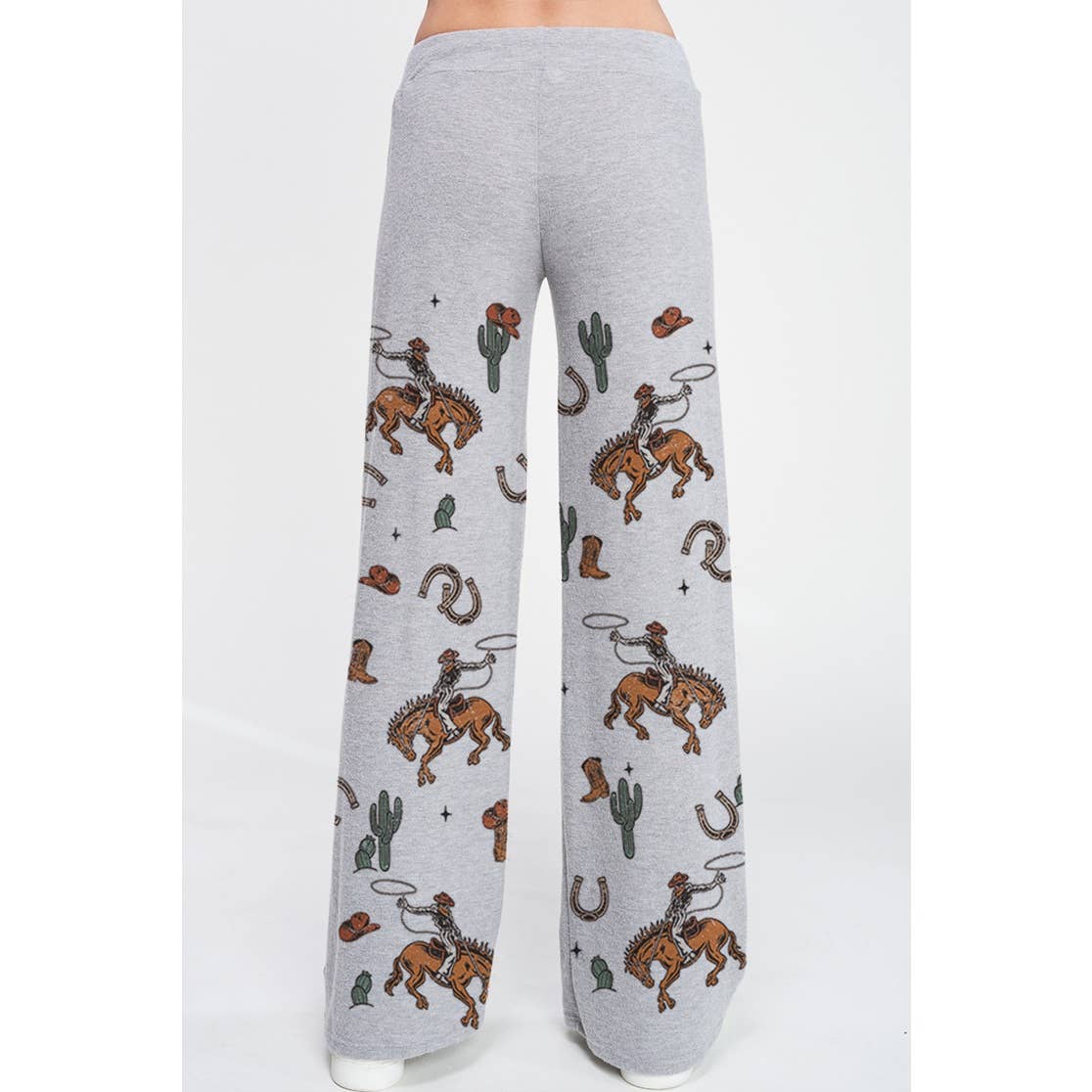 Phil Love - Wholesale Lounge Set - Women's - Cowgirl cactus print soft brushed loungewear set 3