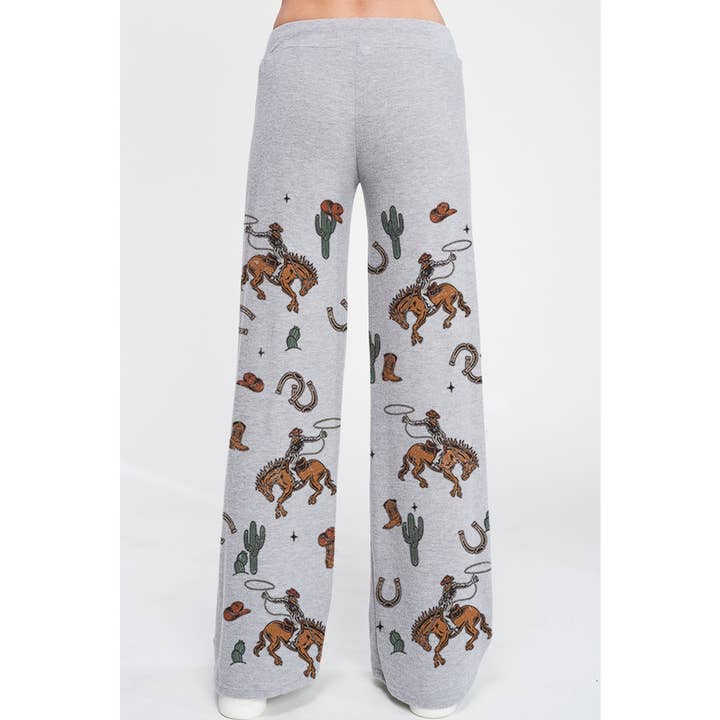 Phil Love - Wholesale Lounge Set - Women's - Cowgirl cactus print soft brushed loungewear set 3