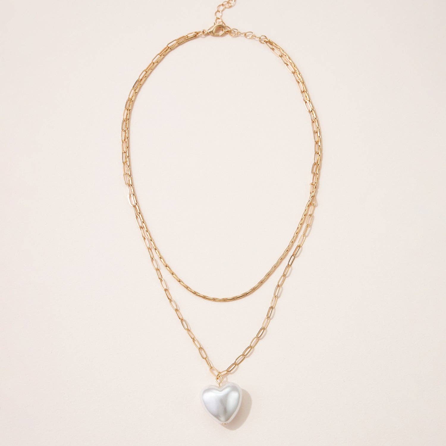 Frem - Venta al por mayor Collares con colgantes/abalorios - Collar Pearl Love de dos capas2