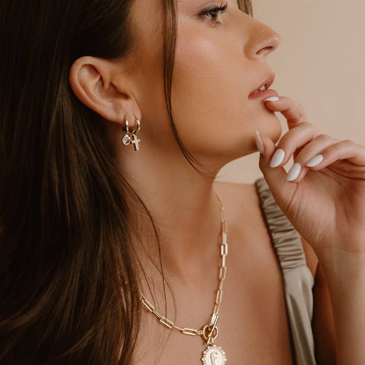 The Sis Kiss - Wholesale Huggie Earrings - Mini Puffy Heart Charm Huggies - 2 ways to wear this pair