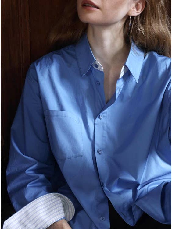 HIDDENBRAND - Wholesale Button Down Shirt - Women's - Vintage Contrasting Stripe Panel Shirt