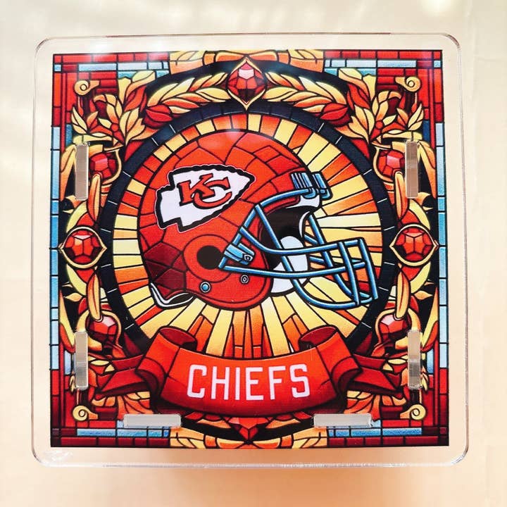 KC Chiefs Football Stained Glass Acrylic Holder for wholesale by Hylidae Boutique