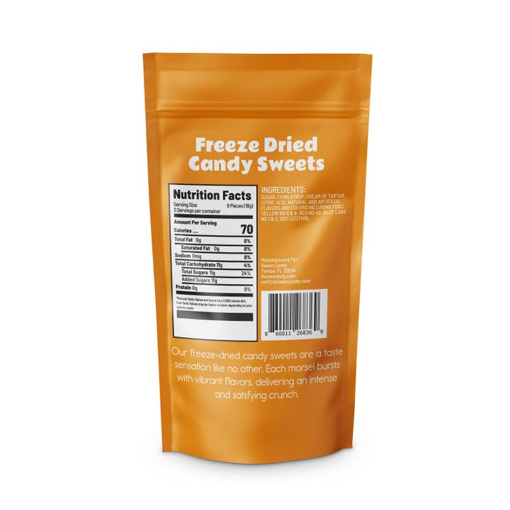 Raven Candy - Vendita all'ingrosso Caramelle dure - Bignè alla crema all'arancia Raven Candy, caramelle liofilizzate 1,5 oz