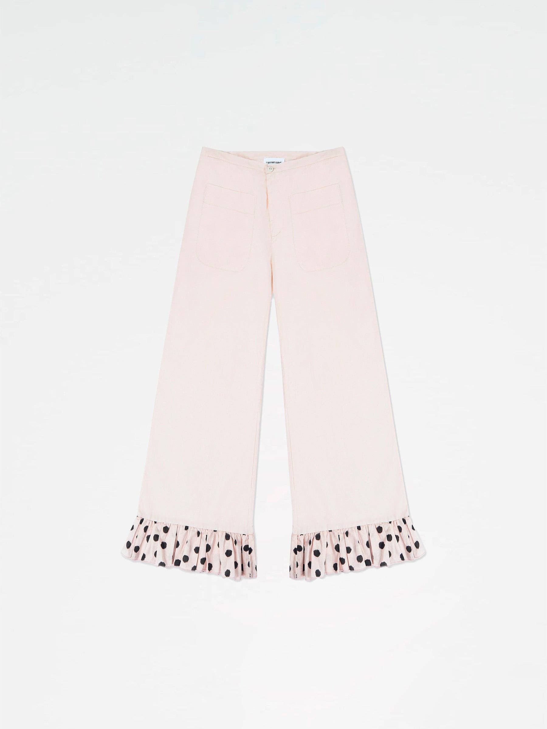 CARMEN SAYS - Wholesale Pants – Women's - Noctis Beige Polka Dot Print Pants