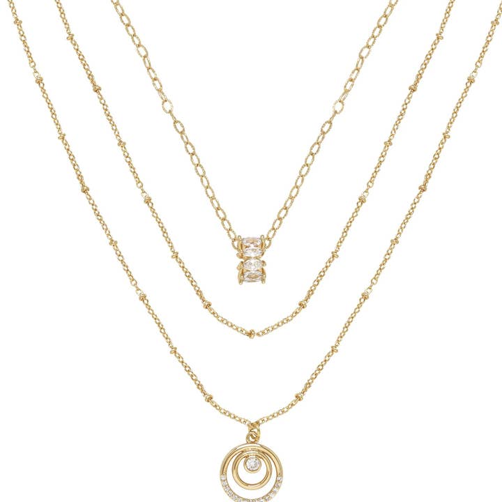 Ettika – Großhandel Schmucksets – Circles of Crystal Zierliches geschichtetes Halsketten-Set0