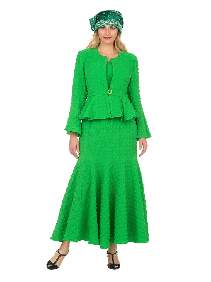 3pc Popcorn Peplum Jkt, Cami, Maxi Skirt Set-Plus for wholesale by Giovanna