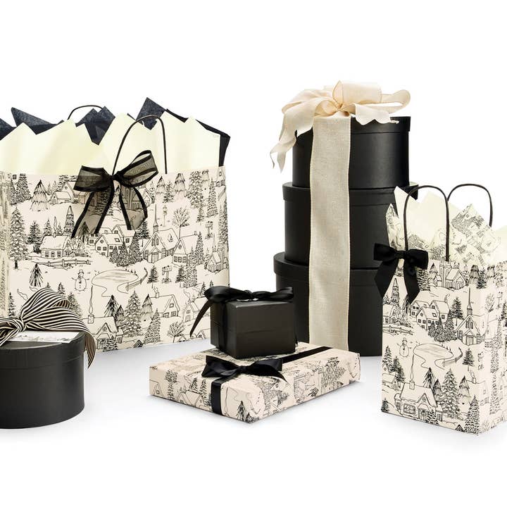Nashville Wraps - Wholesale Gift Bag - Winter Toile Christmas Paper Gift Bags