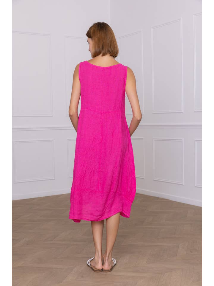 Happy look - Wholesale Dress - Women's - Sleeveless Linen Midi Dress 72073L