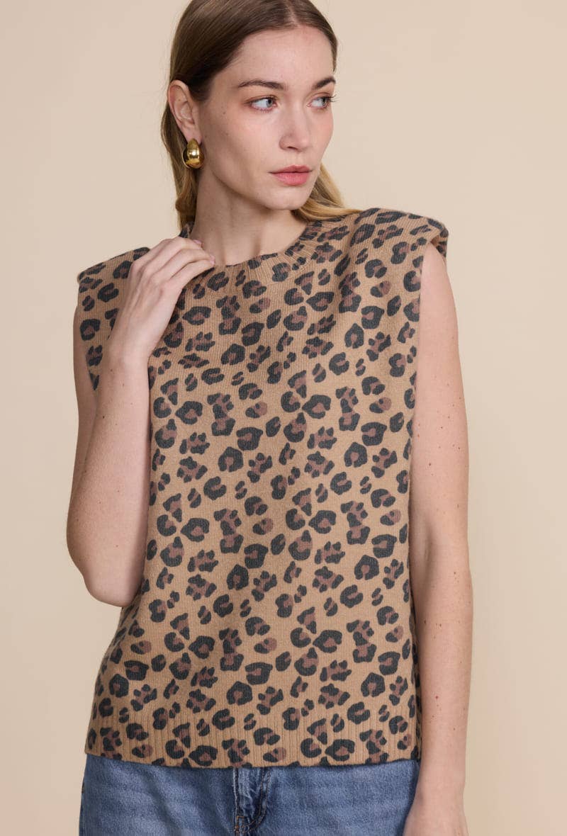 LUCCE - Wholesale Blouse - Women's - Sleeveless Leopard Print Top