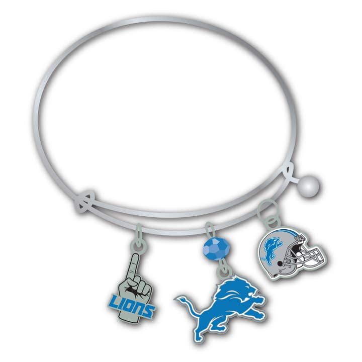 NFL Detroit Lions 3 Charm Bracelet for wholesale by Mojo Licensing