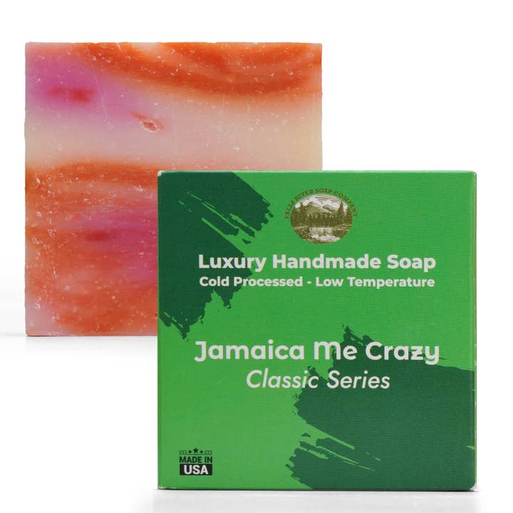 Jamaica Me Crazy Savon 5oz Savon fait main - Amande cerise, avoine comme exfoliant - Savons naturels à l'huile essentielle pure - Cadeaux d'anniversaire de mariage Bas de Noël fleur de cerisier - Falls River Soap Company pour la vente par Falls River Soap Company