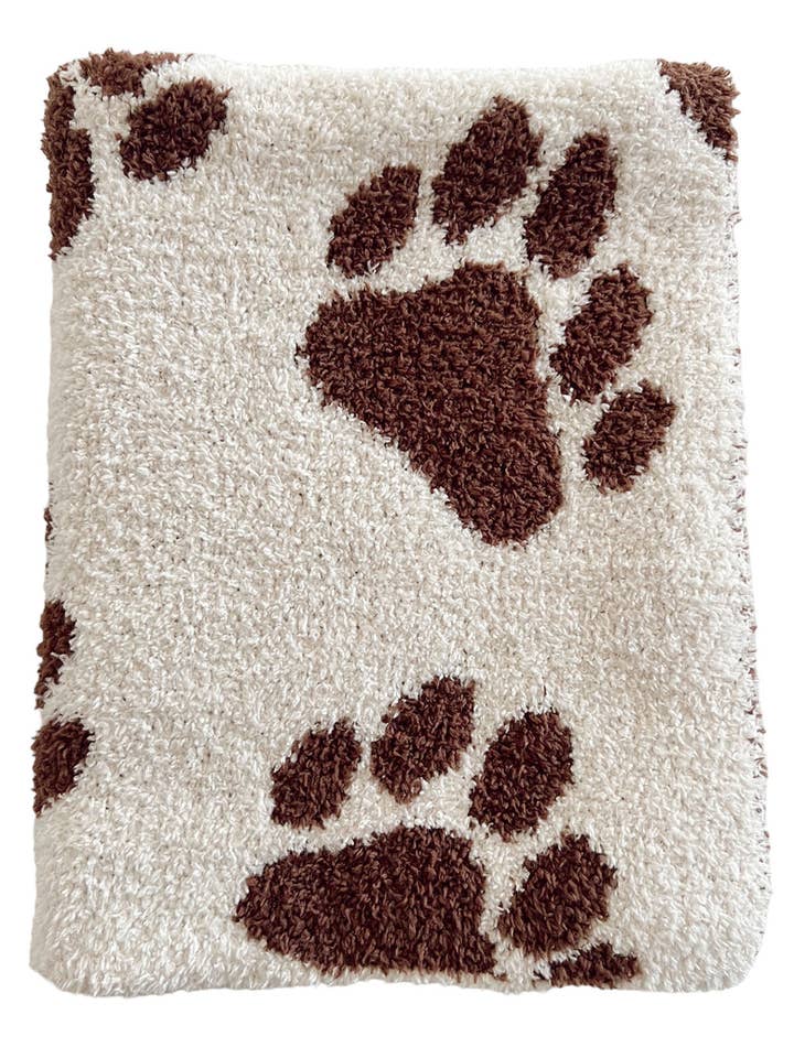 SpearmintLOVE - Wholesale Bedding Blanket - Kids & Baby - Phufy® Bliss Mini Blanket, Chocolate Bear Paw