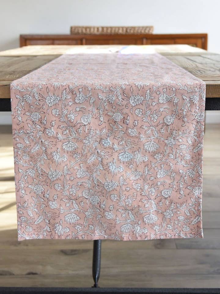 Eloise Block Print Table Runner for wholesale by peony + olive