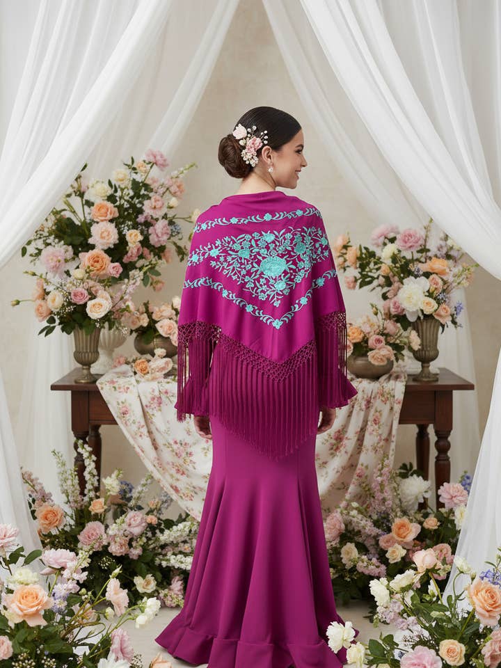 Mantoncillo Triangular Rosa Taro 150cm | Ref. MT7 por atacado de EMMA WU DESIGN