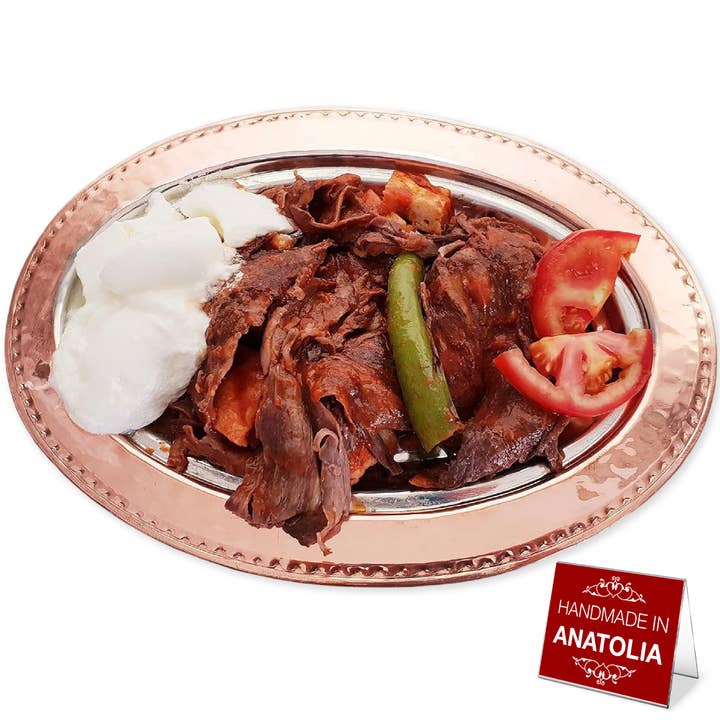 Plato Ovalado de Cobre Martillado Hecho a Mano para Iskender, 12 pulgadas para venta al por mayor de Hakan
