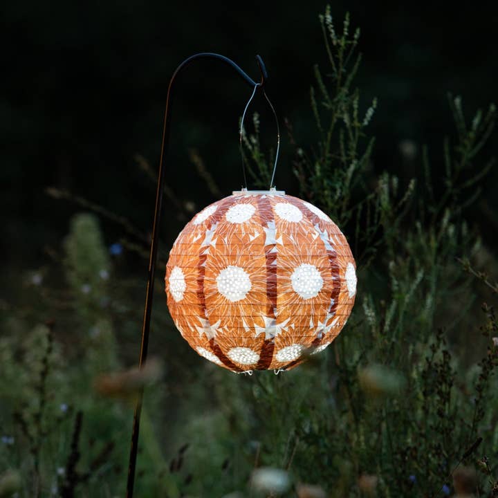 Allsop Home & Garden - Wholesale Buiten/gazonlicht - *NIEUW* Stella Print 12" Globe Solar Lantaarn - Zonnebloem Persimmon