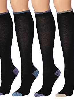 Tipi Toe 6 paires de chaussettes hautes à motifs colorés pour femmes (KH177) pour la vente par Gold Hose LLC