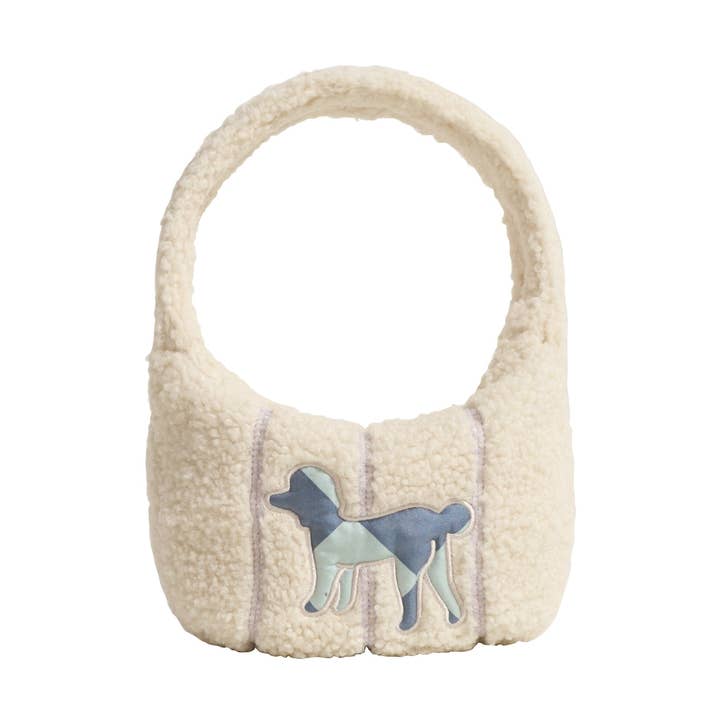 "Pan Pan" Half Moon Shearling Bag - White for wholesale by Lost Pattern NYC