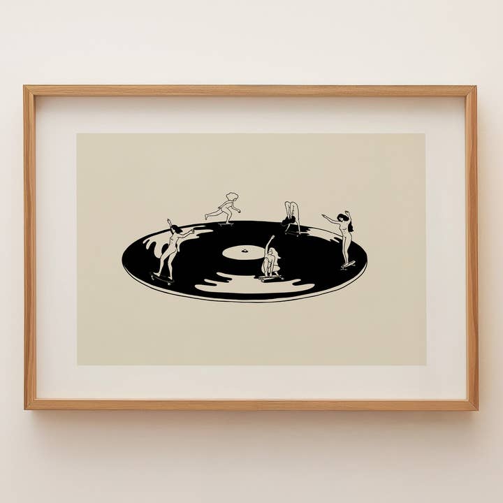 Tumbleweed Design Studio - Wholesale Art Print - Skate Session on Vinyl Record Minimal Art Print0