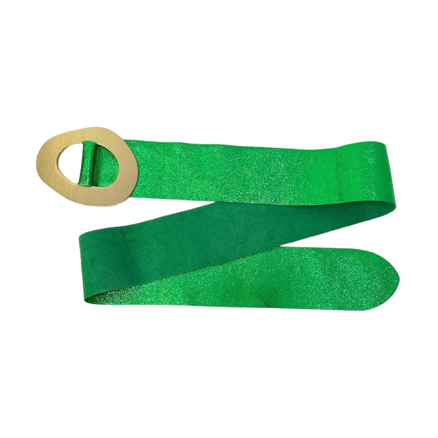 Chenson & Gorett - Wholesale Belt - Women's - Metallic Belt Cow Suede Leather with Wide Buckle B2B9