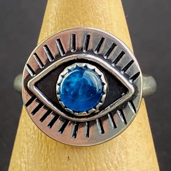 Blue and Blue - Wholesale Cocktail/Statement Ring - Eyeball Ring - Neon Apatite1