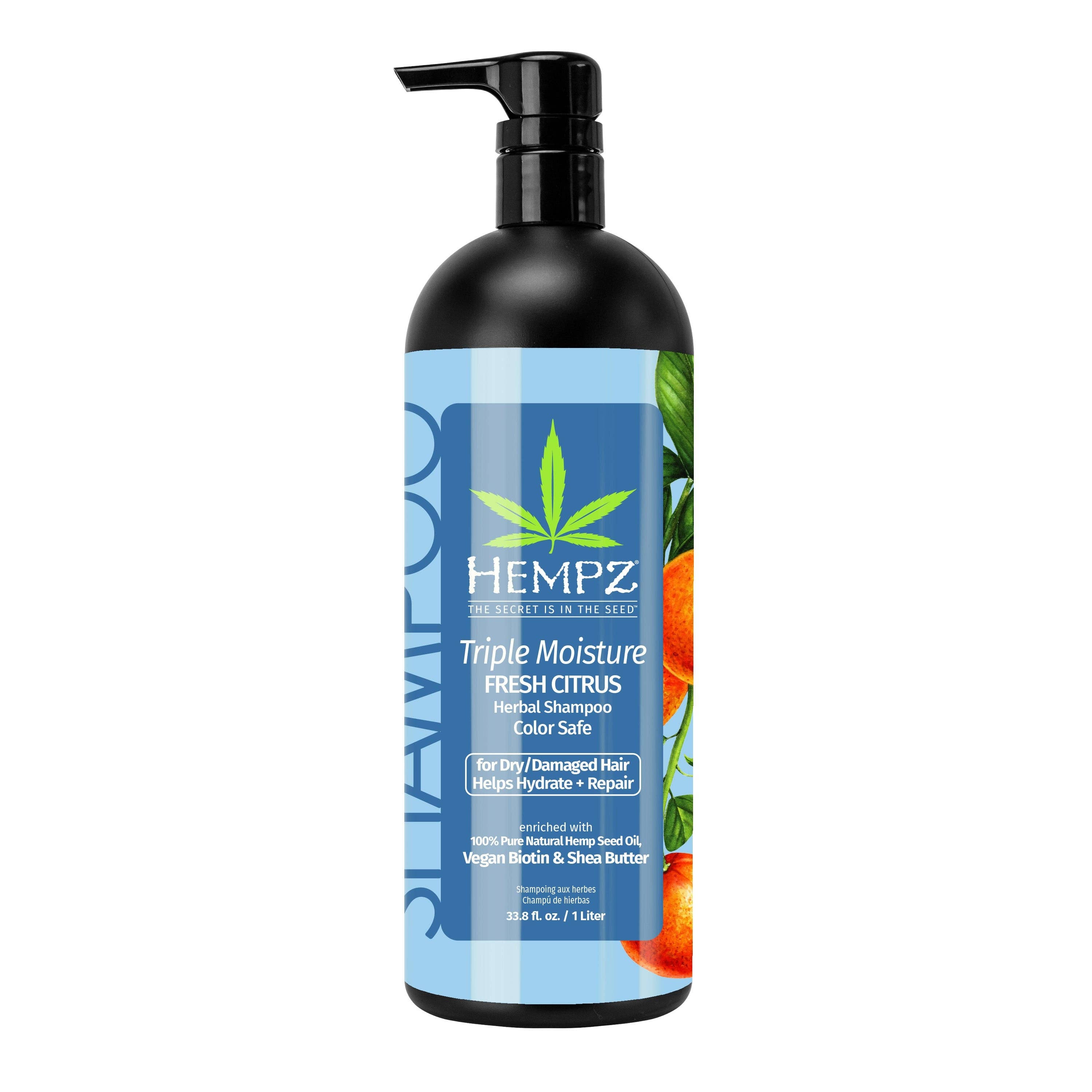Hempz UK – wholesale Hair shampoo – Triple Moisture Fresh Citrus Herbal Shampoo with Vegan Biotin & Shea Butter for Dry/Damaged Hair1