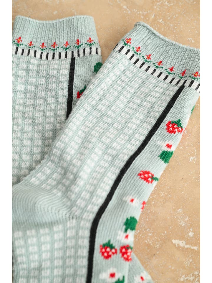 SAGE A5600 STRAWBERRY AND MULTI PATTERN SOCKS for wholesale on Faire1